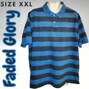 Men's Faded Glory Blue Striped Polo Size XXL